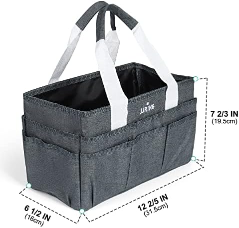 JJRING Craft Organizer Tote Bag Art Storage Caddy Grey | With Multiple Pockets For Sewing, Scrapbooking, School, Medical, And Office Supplies