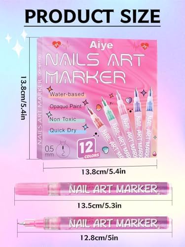 12 Color Nail Art Markers Set, Kalolary Nail Polish Pens Nail Point