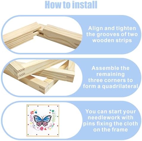 8 Sets Stretcher Bars for Needlework,16 PCS 4 Sizes(8, 10, 12, 14 Inches)