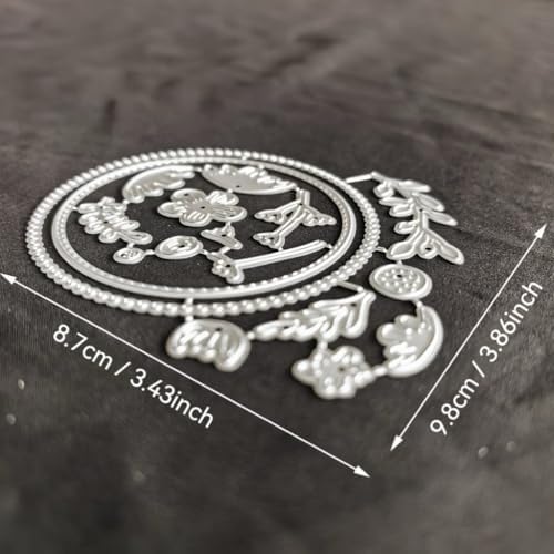 Cutting Dies Metal Stencils Scrapbooking Tools DIY Embossing Template for Paper Card Making Album Arts Crafts Supplies (Circular and Flower-9.8x8.7cm)