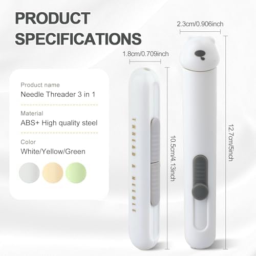 Automatic Needle Threaders Seam Ripper, Upgraded 3 in 1 Sewing Needle Threader Tool, 2Pcs Stretchable Quick Seam Rippers with Needle Storage for Hand Quilling, Embroidery Stitch Removal(Grey)