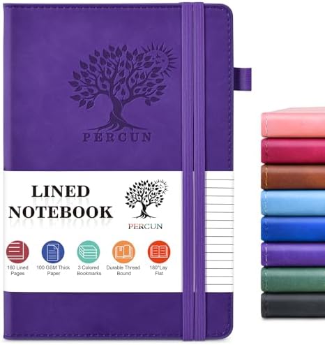 Lined Notebook 5.9"x8.5", Hardcover Leather Journal for Women Men,160 Pages | Medium Size 100 Gsm Writing Journal, Leather Journaling Notebooks for Work School Business Travel Note taking & Daily Diary