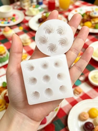 Mini Cream & Cone Silicone Mold, 4 Pieces Non-Stick Food Shape Candle Molds for Chocolate, Resin, Soap | Cute Bread Fondant Molds for Baby Shower Birthday Party DIY Crafts‌ (Cream & Cone)