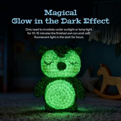 BrilleBrille Glow in The Dark Owl Crochet Kit Crochet Owls Kits Crochet Kit for Beginners Great Birthday Gifts for for Adults and Teens with Step by Step Video Amigurumi Crochet Kit DIY Craft