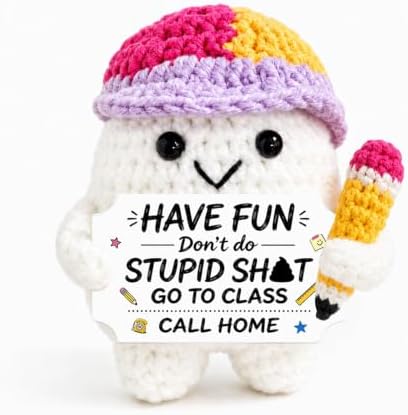 Funny Back to School Supplies for Girls Boys Handmade Crochet Doll Keychain
