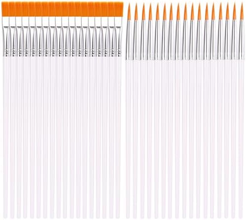 50Pcs Paint Brushes for Acrylics Painting, Flat Paint Brush Bulk, White