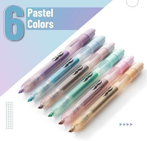 Mr. Pen- Retractable Highlighters, 6 Pack, Muted Pastel Colors