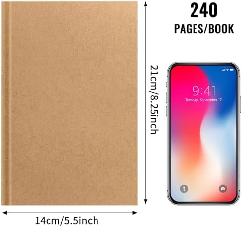 EOOUT 3pcs Blank Notebook, A5 Hardcover Sketchbook 120 Sheets 240 Pages Unlined Notebook, 100gsm Paper, 5.6 x 8.2in, Journal for Drawing, Art, Travelers Gifts, Students and Office Supplies