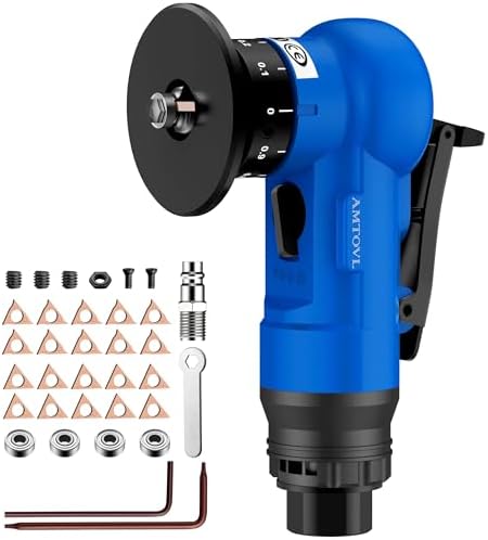 AMTOVL Pneumatic Chamfering Tool, Mini Air Chamfer Tool W/ 10C & 10R Blades | Chamfer Tool with 10 C-Angle & 10 R-Angle Blades, 45° 30000 RPM Chamfering Tool for Metal and Wood with 1/4" Air Inlet