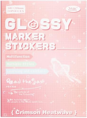 Crimson Heat Wave Label Sticker Scrapbooking Supplies for Junk Journal, 20 Sheets Stickers - Ephemera Stickers Book(TZ-012-002)