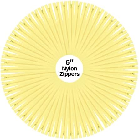 Mandala Crafts 100 PCs Butter Yellow Closed-End 6" Nylon Zippers for Sewing