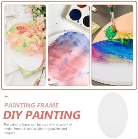 Oval Paint Canvases Panel: 7.9x11.8 Inch Wood Art Board with Stretched Blank Canvas for Acrylic, Oil, Tempera Painting, White