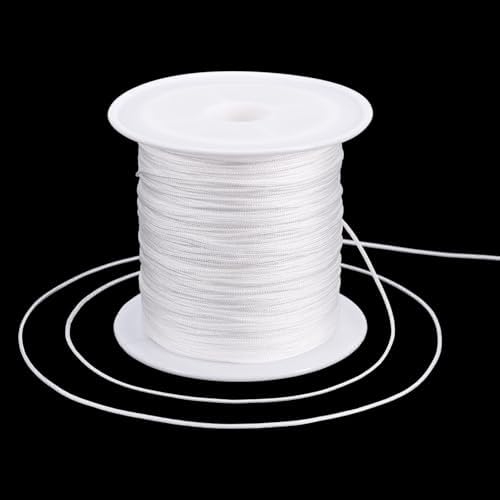 Nylon String for Bracelets, 0.6mm Nylon Beading Thread 43 Yards Friendship Bracelet String Chinese Knotting Cord for Kumihimo Necklaces Tassels Jewelry Crafts (White)