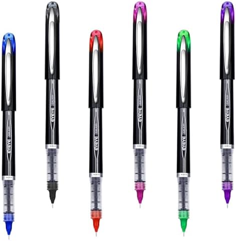 EYEYE 0.5mm Rollerball Pens 6 Assorted Colors, Extra Fine Point Needle Pen Quick Dry, Liquid Ink Pens Fine Point Smooth Writing Pen for Journaling, Note Taking, Office, School Supplies