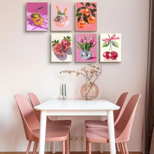 AIBOERL 6 Pack Diamond Art Kits for Adults,Disco Fruit Diamond Painting | Round Drill Disco Fruit Diamond Painting for Beginners DIY Rhinestone 5D Diamond dots(Gemstone Craft)Wall Art Gift 12x16IN