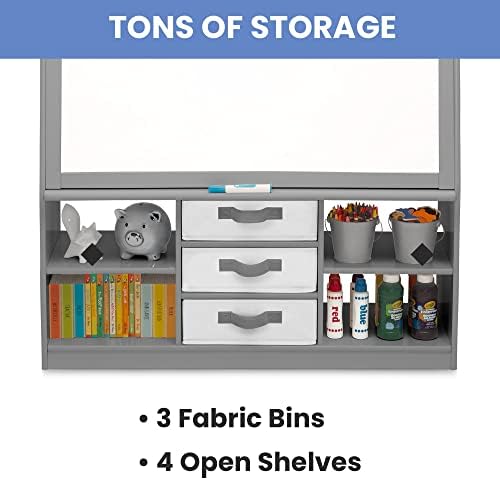 Delta Children at-Home Artist Center - Deluxe Double-Sided Easel and Storage Unit, Grey
