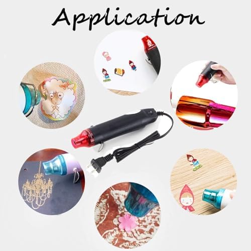 Glbum Mini Heat Gun for Epoxy Resin 300W Portable Handheld Black Heat Gun for Crafts Embossing, Shrink Wrapping, Drying Paint, Clay, Rubber Stamp Heat Tools, Dryer Craft Heat Tool for Cup Turner