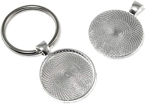 25 pcs 25mm Pendant Trays Round Pendant Bezels Setting Cabochon Blank Base for DIY Jewelry Making, Bright Silver