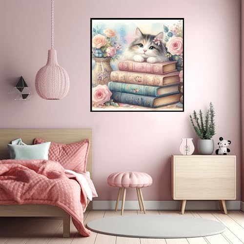 Diamond Art Kits for Adults,Cat Book Diamond Painting Kits for Beginner