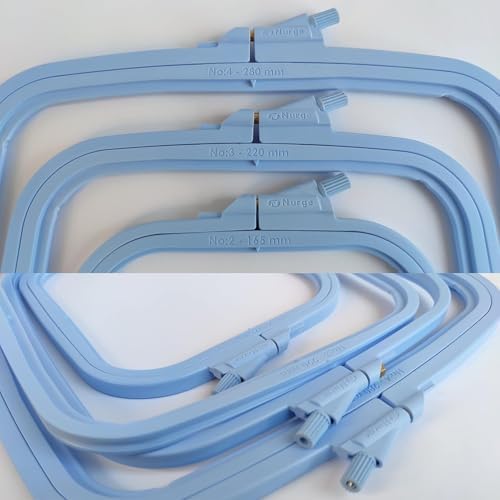 Nurge Square Embroidery Hoop - Plastic Cross Stitch Frame for Needlepoint & Embroidery - Adjustable Craft Hoop - Blue - Set of 3