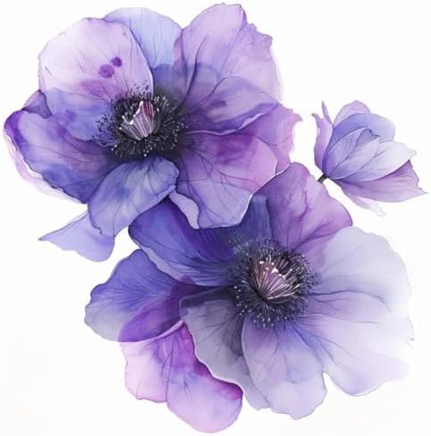 Clematis Flower Car Decal Watercolor, Purple Flower Bumper Sticker, Removable Waterproof Decals for Car, Electronic, Case, Waterbottle, Vehicle Decor Sticker (Purple)