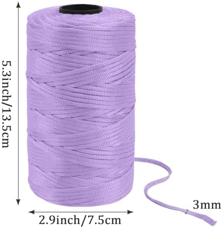 JeogYong Polypropylene Ribbon Yarn 3mm x 218 Yards Flat Macrame Cord 3mm Crochet Yarn for Handbags, Shopping Bags, Sun Hats, Shoes, DIY Crafts, Decorative Projects
