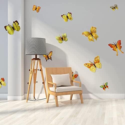 OPSEAM 3D Butterfly Wall Decor Butterfly Decorations Stickers with Magnets | 24 PCS Gold,12 Styles Double Layer Butterfly for Classroom Decoration,Locker Refrigerator, Reusable,Waterproof