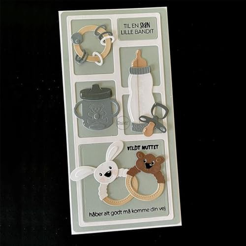 Patchwork Baby Bottles and Water Cups Metal Cutting Dies for Card Making