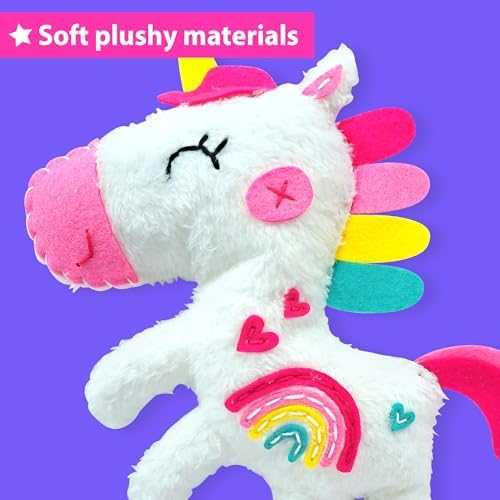KRAFUN Unicorn Sewing Kit for Kids Ages 8-12 | No Scissors