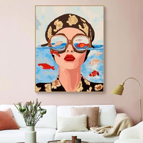 ZRIZQ Paint by Numbers Kit for Adults Beginner,Woman Face,16x20