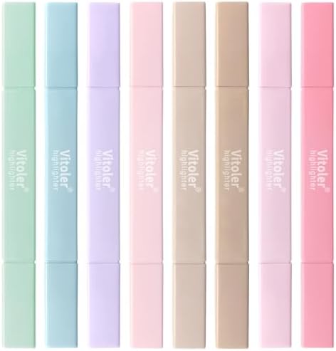 Vitoler Highlighters, 8pcs Chisel & Fine Tips Aesthetic Highlighters