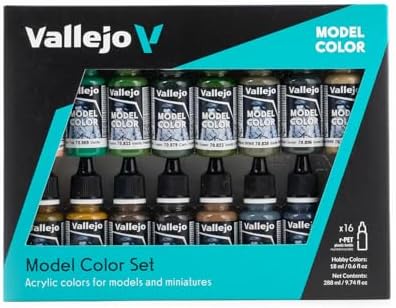 Vallejo - German Camouflage WWII Acrylic Paint Set | Model Color | High Pigmentation Colors | Realistic and Historical Finishes for Model Kits & Scale Figures | 16 Bottles x 18 ml. (0.60 fl.oz)
