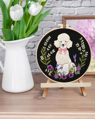 ERKOON Embroidery Kit for Beginners Adult Poodle Cross Stitch Set