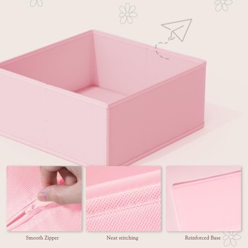 Criusia Drawer Organizer 18-Piece Set, Dresser Organizer for Baby Clothes, Foldable Closet Storage & Drawer Dividers for Underwear, Socks, Nursery (Pink)