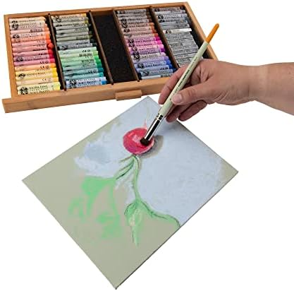 Creative Mark Pastel Smoothies Soft | Set of 3 - Paintbrush for Pastel Blending Bristle & Nylon Hair for Blending on Rough Surfaces Short Handle Lacquered Wood Handles