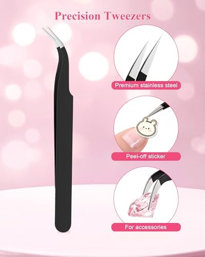 Rhinestone Picker Tool, Wax Pencil for Rhinestones Tool, Dual-ended DIY Nail Bedazzling Tools With 2 Extra White and 2 Extra Pink Replaceable Wax Head and 1 Tweezer(White and Pink)