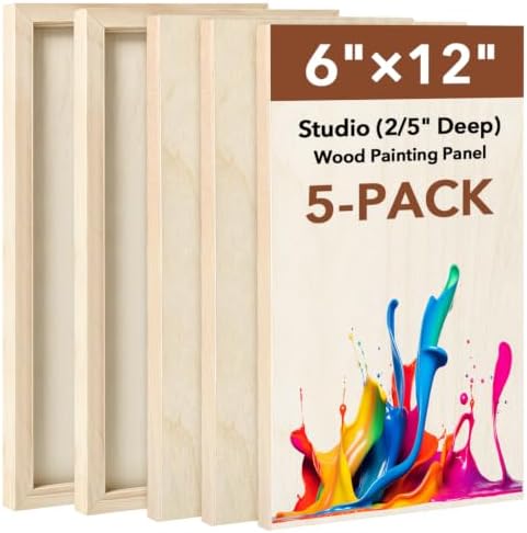 5 Pack Wood Canvas Boards for Painting, Unfinished Birch Cradle Boards