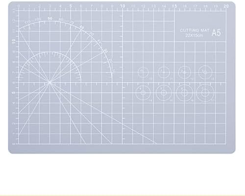 A5 Cutting Mat, Self Healing Sewing Mat, Rotary Craft Mat Double Sided 3-Ply Craft Cutting Board for Sewing Crafts Hobby Fabric Precision Scrapbooking Project Art Supplies, 8.6“ x 5.9”, Grey