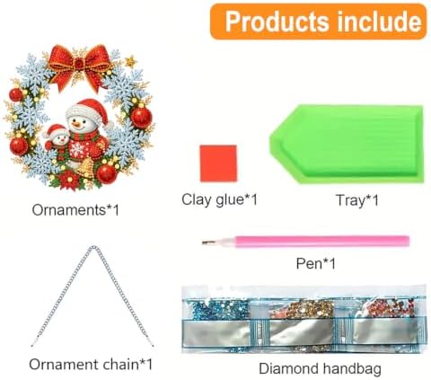 VeGuude Christmas Diamond Art Kits for Adults, DIY Acrylic Hanging Ornament