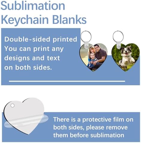 240Pcs Sublimation Keychain Blanks Double Sides 80 MDF Sublimation Keychains Blank with 160 Rings and Clips