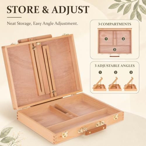 Falling in Art Portable Beech Wood Tabletop Art Easel Box