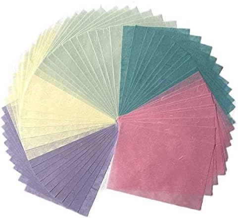 A4 Mulberry Paper 50 Sheets, Natural Fiber Mulberry Paper for Card Making, Watercolor, Calligraphy, Origami, Scrapbooking, Bookbinding & DIY Crafts (Pastel Tone, A4)