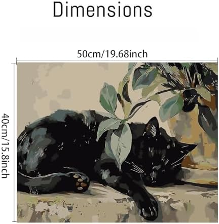 Canrichshop Sleeping Cat Paint by Number Kit for Adults,DIY Black Cat Acrylic Painting Kit Without Frame,Easy Adult Paint-by-Number Kits on Canvas Decor 16x20inch