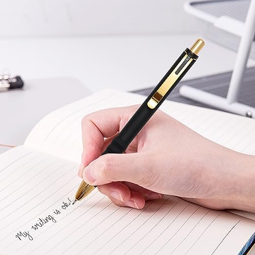 Aisibeiger Ballpoint Pens Black Ink Medium Point 1.0mm, Gold 12-count