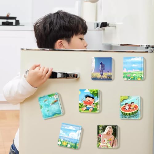 25 Pcs DIY Acrylic Fridge Magnet Kit Square Fridge Magnet Craft Set with Adhesive Backing Make Your Own Magnet Kit for Photo Office Classroom Cabinets Kitchen 2 Inch DTBX- (Square)