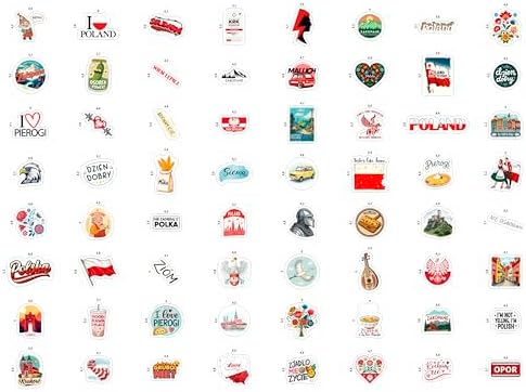 100Pcs Poland Stickers for Luggage, for Water Bottle, Polish Flag Stickers Small- Poland Party Supplies, Polish Gifts - Gift for Women & Men