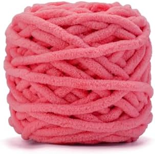 INNDUN Blanket Yarn 100g/3.5oz - Rose Pink Chenille Yarn 6 Super Bulky - 72 Yards - Knitting, Crocheting & Crafts Chunky Yarn