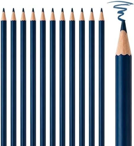 12 PCS Dark Blue Colored Pencils, Pre-sharpened Professional Wooden Art Pencils Set for Artists Painting | Premium Drawing Sketching Supplies