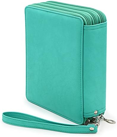 BTSKY Deluxe PU Leather Pencil Case For Colored Pencils - 120 Slot, Green