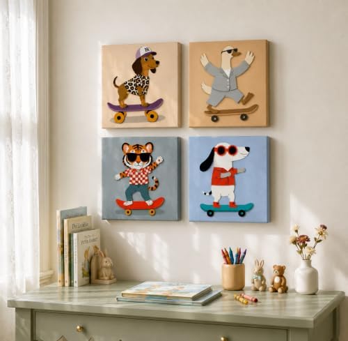 cupmod 4 Packs Framed Paint by Numbers Kit for Adults with Wooden Eassel